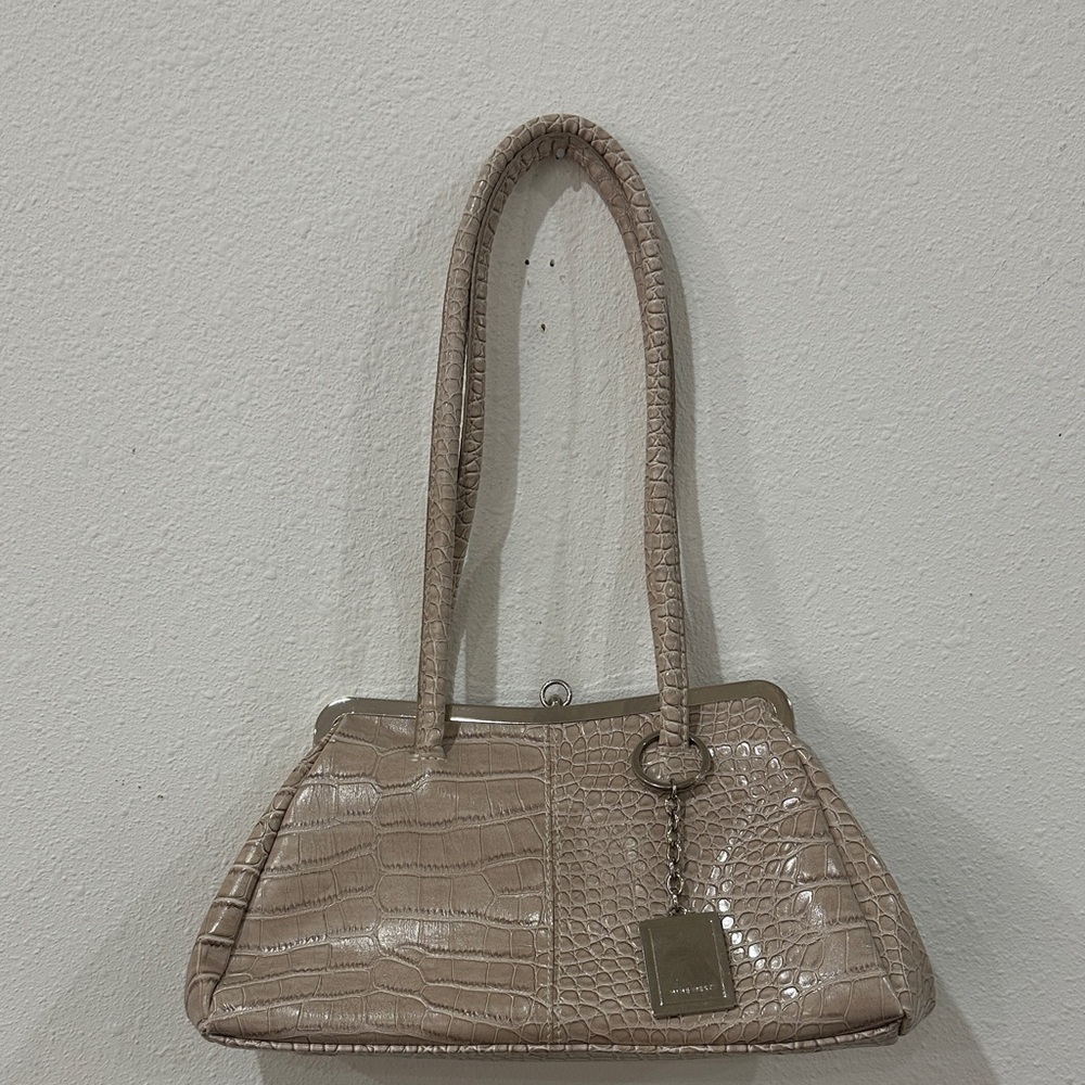 Nine West Crocodile-Embossed Tan Shoulder Bag